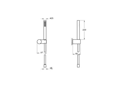 VitrA 1F El Duşu Takımı A4554339 Parlak Siyah - 2