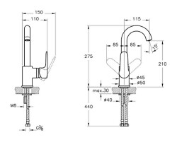 Artema Root Round Lavabo Bataryası A4275436 Döner Borulu - Mat Siyah - 2