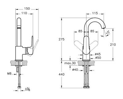 Artema Root Round Lavabo Bataryası A4275436 Döner Borulu - Mat Siyah - 2