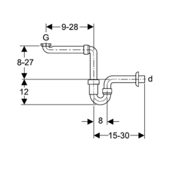 Geberit 261.862.11.1 Lavabo Sifonu Yer Tasarruflu Model 1/4 d32 - 2