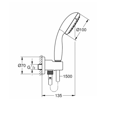 Grohe NTempesta 100 II 26406001 El Duşu İçin Duş Seti - 5.7Lt - 2