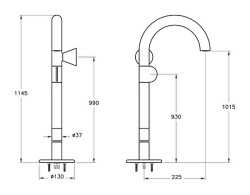 VitrA Liquid Lavabo Bataryası A42775 Yerden - Sağdan Kullanım - Krom - 3