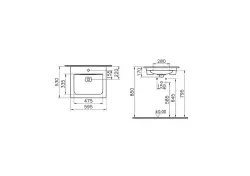 VitrA Metropole Etajerli lavabo 7537B003-0001 60x53 cm - tek armatür delikli - su taşma delikli - beyaz - 2