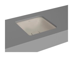 VitrA Metropole Tezgahaltı lavabo 7533B020-1082 Kare - 40x40 cm - armatür deliksiz - su taşma delikli - taupe - 1