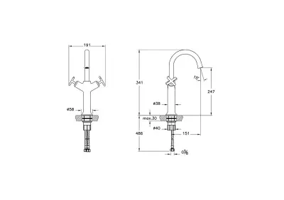 VitrA Origin Classic A4288636 Çanak Lavabo Bataryası Çift Kumandalı MatSiyah - 2