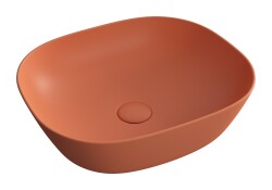 VitrA Plural Çanak lavabo 7810B477-0016 Oval - kompakt - 45x38 cm - armatür deliksiz - su taşma deliksiz - Clean - mat terra rosa 