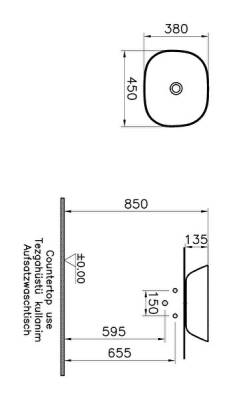 VitrA Plural Çanak lavabo 7810B477-0016 Oval - kompakt - 45x38 cm - armatür deliksiz - su taşma deliksiz - Clean - mat terra rosa - 2