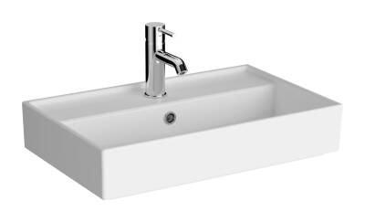 VitrA ArchiPlan Lavabo 7401B003-0001 Dikdörtgen - kompakt - 60x38 cm - tek armatür delikli - su taşma delikli - beyaz - 1