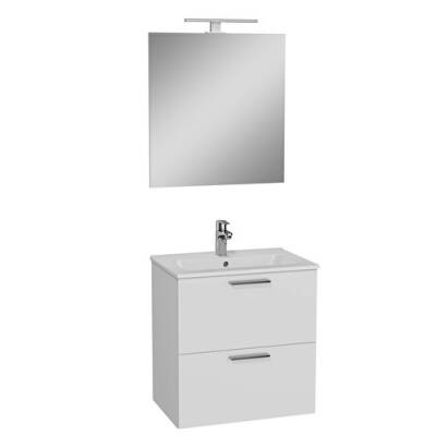 VitrA Mia 75021 Banyo Dolabı Seti, Çekmeceli, 60 Cm, Parlak Beyaz - 1