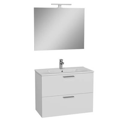 VitrA Mia 75024 Banyo Dolabı Seti, Çekmeceli, 80 cm, Parlak Beyaz - 1