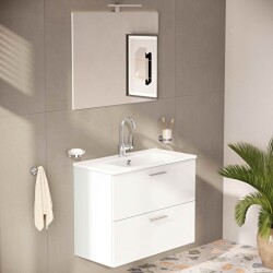 VitrA Mia 75024 Banyo Dolabı Seti, Çekmeceli, 80 cm, Parlak Beyaz - 2