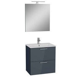 VitrA Mia 75102 Çekmeceli Banyo Dolabı Seti, 60cm, Parlak Antrasit - 1