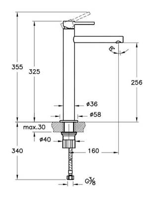 VitrA Origin Lavabo Bataryası A4255834 Yüksek - Uzun Çıkış Ucu - Fırçalı Nikel - 5