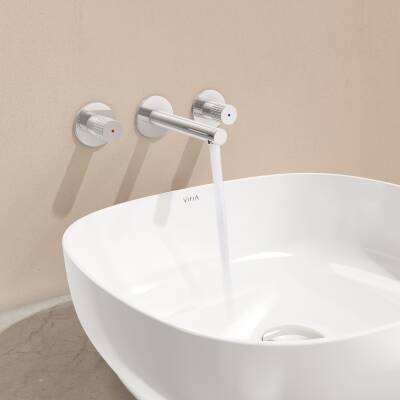 VitrA Origin Ankastre Lavabo Bataryası A42582 Sıva Üstü Grubu - üç Rozetli - Krom - 2